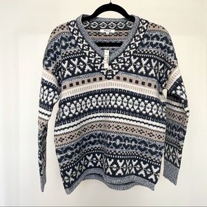 NWT Madewell Fairisle V-Neck Sweater, Size XS